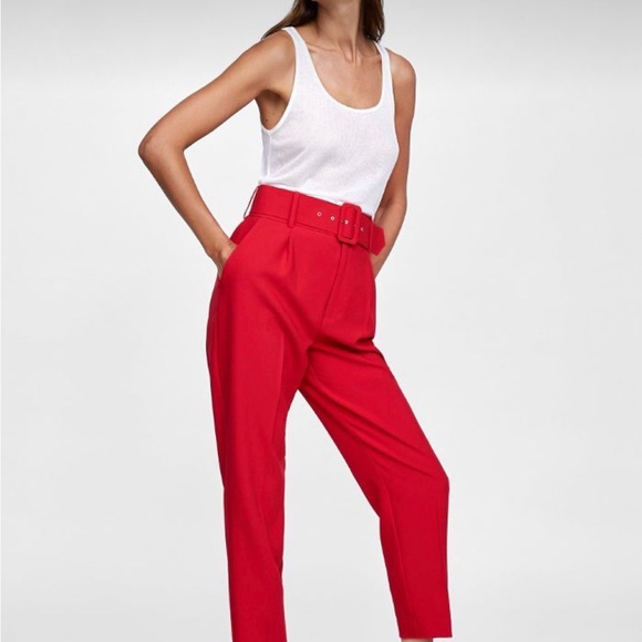 Zara red suit high waisted red pants S - Picture 3 of 3